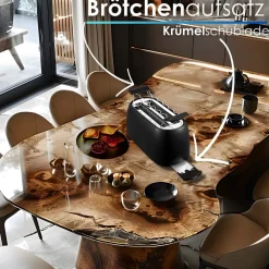 Steinborg 4 Scheiben XXL Toaster Digitales Display m. Brötchenaufsatz Hot