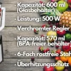 Standmixer mit To-Go Becher + Glaskrug BPA-frei 500W ^ Steinborg
