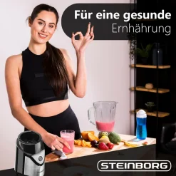 Standmixer mit To-Go Becher + Glaskrug BPA-frei 500W ^ Steinborg