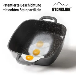 ® Eckpfanne 20x20 cm mit Aroma Glasdeckel, Pfanne rechteckig, Backofen & Induktion geeignet ^ stoneline Online