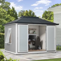 Sunjoy Alu/Stahl Gartenhaus RIGA - 302cm x 386cm, grau Discount