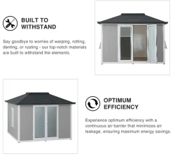 Sunjoy Alu/Stahl Gartenhaus RIGA - 302cm x 386cm, grau Discount