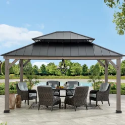 Sunjoy Pavillon Zedernholz Gazebo RYSY - 390cm x 450cm, schwarz Hot
