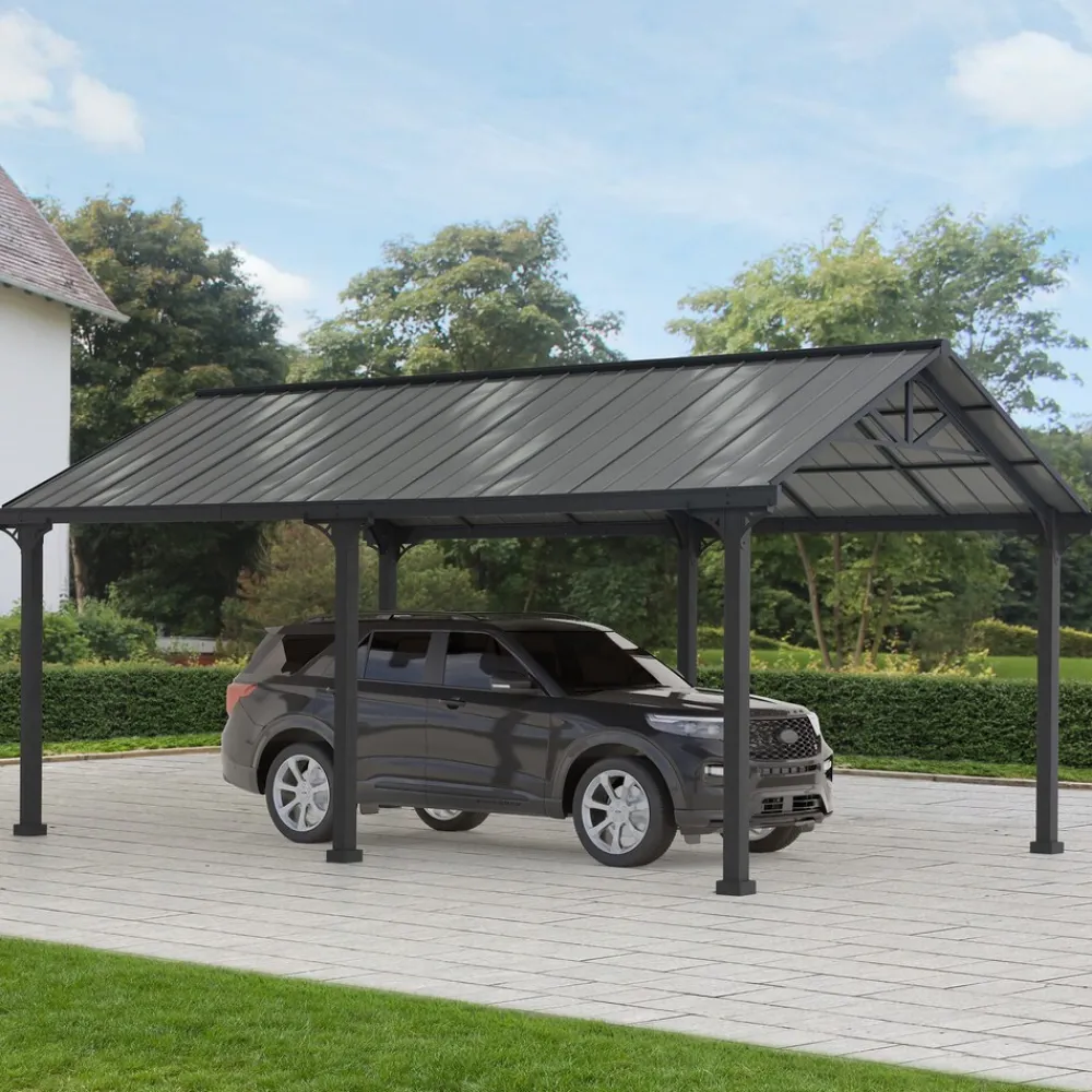 Stahl Carport EIGER - 367cm x 610cm, grau ^ Sunjoy Sale