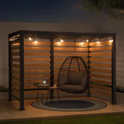 Stahl Pergola/Pavillon MARAO - 191cm x 313cm, schwarz/braun ^ Sunjoy New