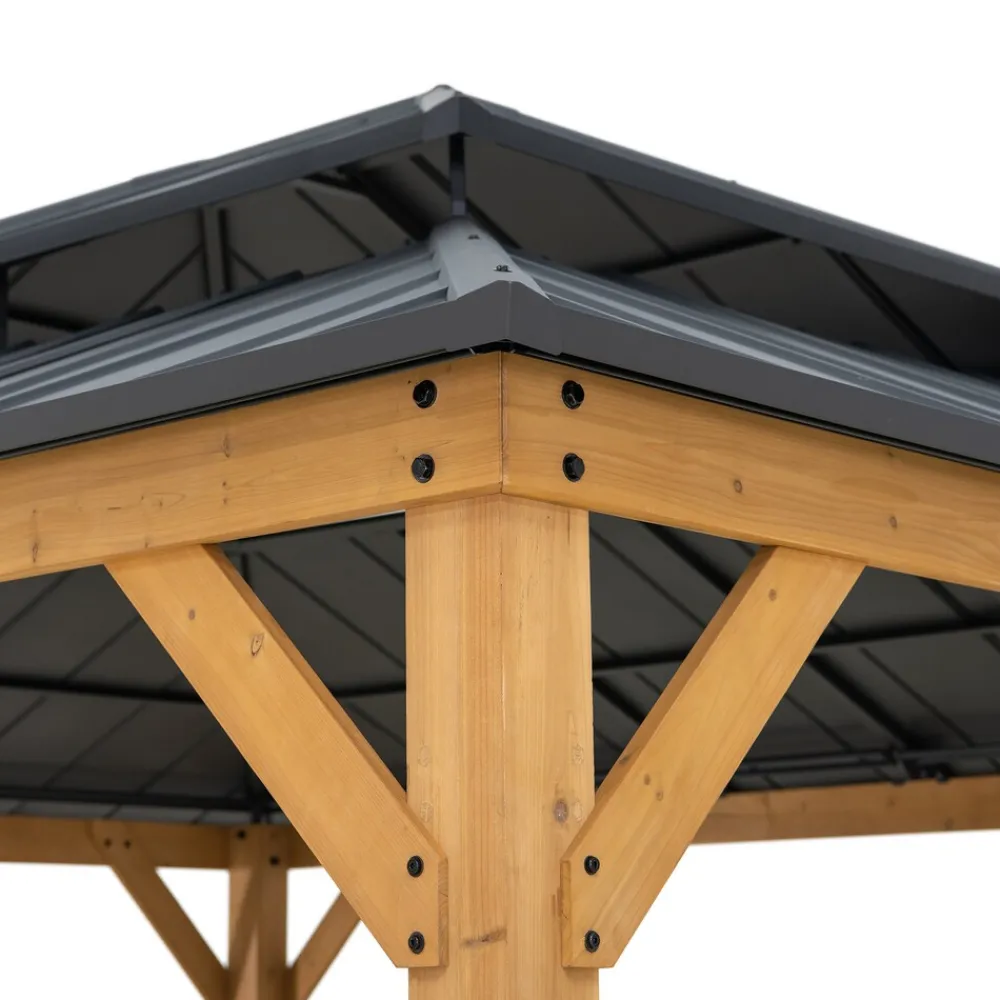 Sunjoy Zedernholz Gazebo TRIVOR - 390cm x 450cm, anthrazit New