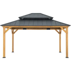 Sunjoy Zedernholz Gazebo TRIVOR - 390cm x 450cm, anthrazit New