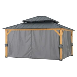 Sunjoy Zedernholz Gazebo TRIVOR - 390cm x 450cm, anthrazit New