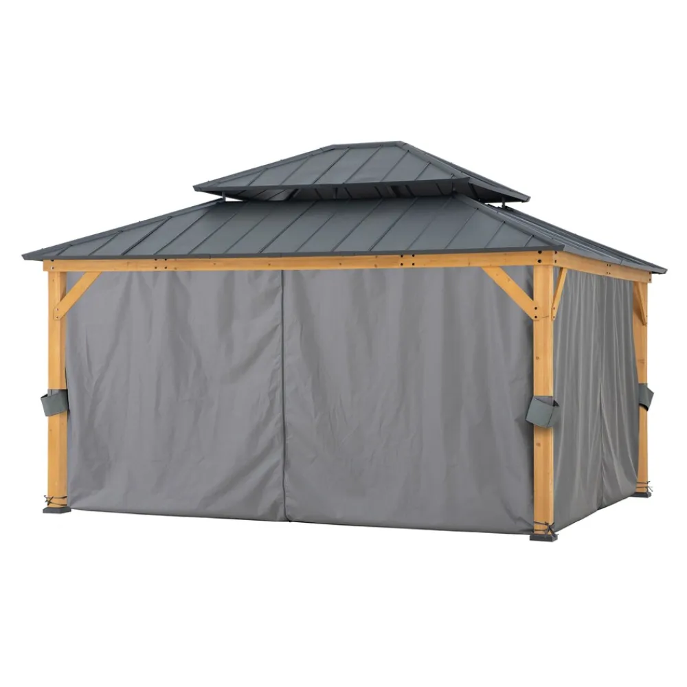 Sunjoy Zedernholz Gazebo TRIVOR - 390cm x 450cm, anthrazit New