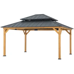 Sunjoy Zedernholz Gazebo TRIVOR - 390cm x 450cm, anthrazit New