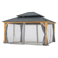 Sunjoy Zedernholz Gazebo TRIVOR - 390cm x 450cm, anthrazit New