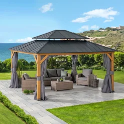 Sunjoy Zedernholz Gazebo TRIVOR - 390cm x 450cm, anthrazit New