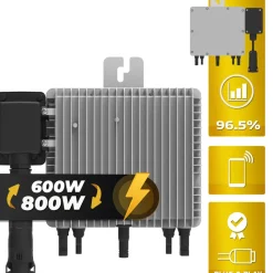 ® 2000W Balkonkraftwerk BIFAZIAL FULLBLACK komplett Steckdose DEYE 800W Wechselrichter, PV Solaranlage, 4x 500W Glas Solarmodule, inkl. 5m Kabel, Bluetooth WIFI, Komplettset ^ SUNNIVA Best