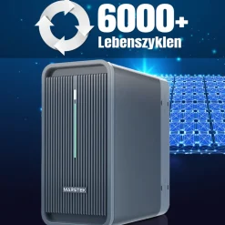 SUNNIVA ® 2000W Balkonkraftwerk Deye mit 2,24 kWh Speicher MARSTEK B2500-D, BIFAZIAL FULLBLACK komplett Steckdose, PV Solaranlage Komplettset mit Solarspeicher, 4x 500W N-Type Glas Bifacial Module