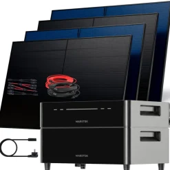 ® 2000W Balkonkraftwerk mit 2,56 kWh Speicher MARSTEK Venus D, BIFAZIAL FULLBLACK komplett Steckdose, PV Solaranlage Komplettset mit Solarspeicher, 4x 500W N-Type Glas Bifacial Module ^ SUNNIVA Outlet