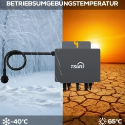 ® 4000W Balkonkraftwerk mit 8,04 kWh Speicher TSUN SOLARCAN  TSOL-DCU2000Lite, BIFAZIAL FULLBLACK komplett Steckdose, PV Solaranlage Komplettset mit Solarspeicher, 8x 500W Glas-Bifacial ^ SUNNIVA New