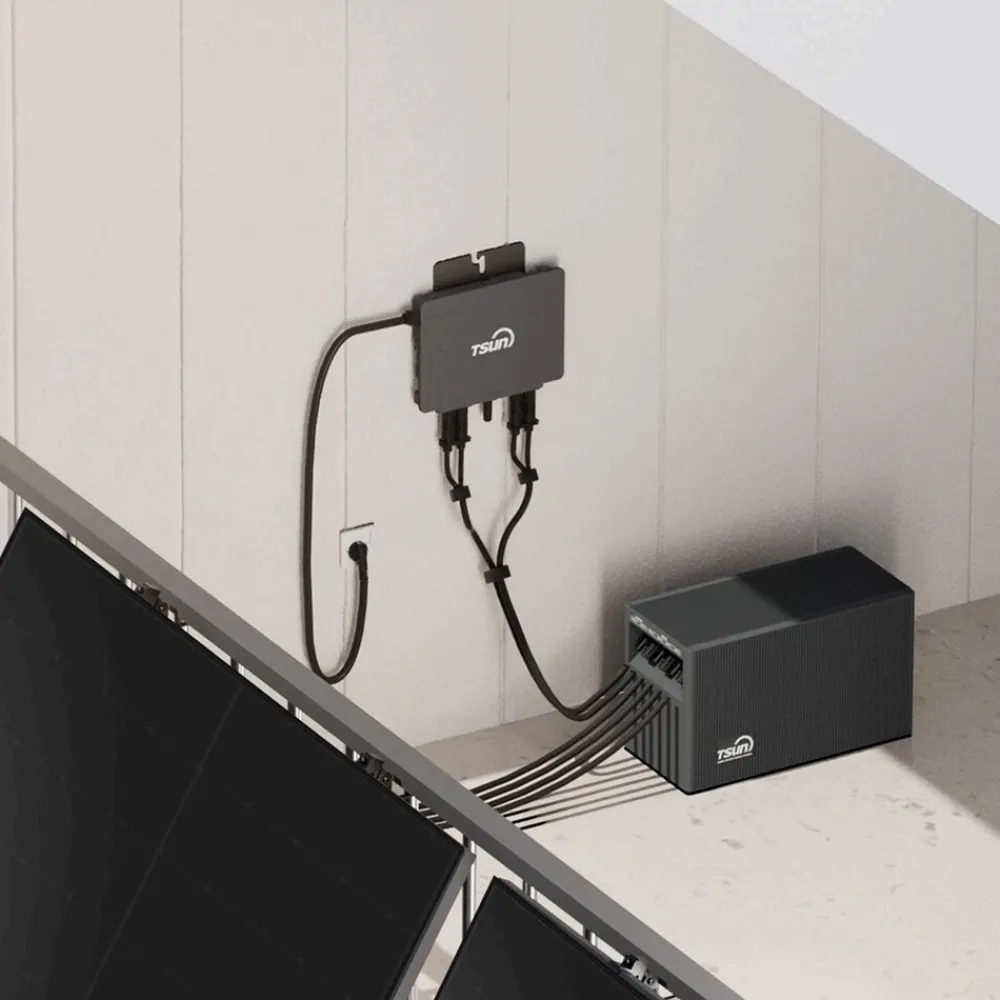 ® 1000W Balkonkraftwerk mit 2,01 kWh Speicher TSUN SOLARCAN TSOL-DCU2000Lite, BIFAZIAL FULLBLACK komplett Steckdose, PV Solaranlage Komplettset mit Solarspeicher, 2x 500W Glas-Bifacial ^ SUNNIVA Online