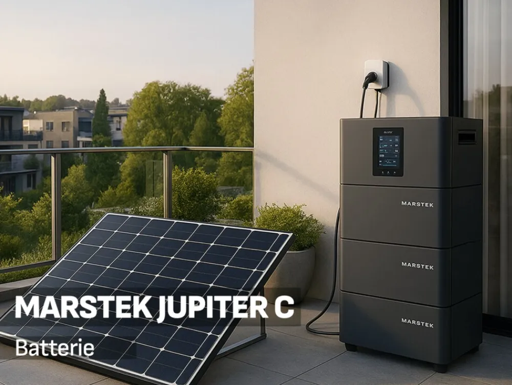 ® 2000W Balkonkraftwerk mit 2,56 kWh Speicher MARSTEK Jupiter C + Plus, BIFAZIAL FULLBLACK komplett Steckdose, PV Solaranlage Komplettset mit Solarspeicher, 4x 500W N-Type Glas Bifacial ^ SUNNIVA Clearance