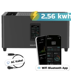 ® 2000W Balkonkraftwerk mit 2,56 kWh Speicher MARSTEK Jupiter C + Plus, BIFAZIAL FULLBLACK komplett Steckdose, PV Solaranlage Komplettset mit Solarspeicher, 4x 500W N-Type Glas Bifacial ^ SUNNIVA Clearance