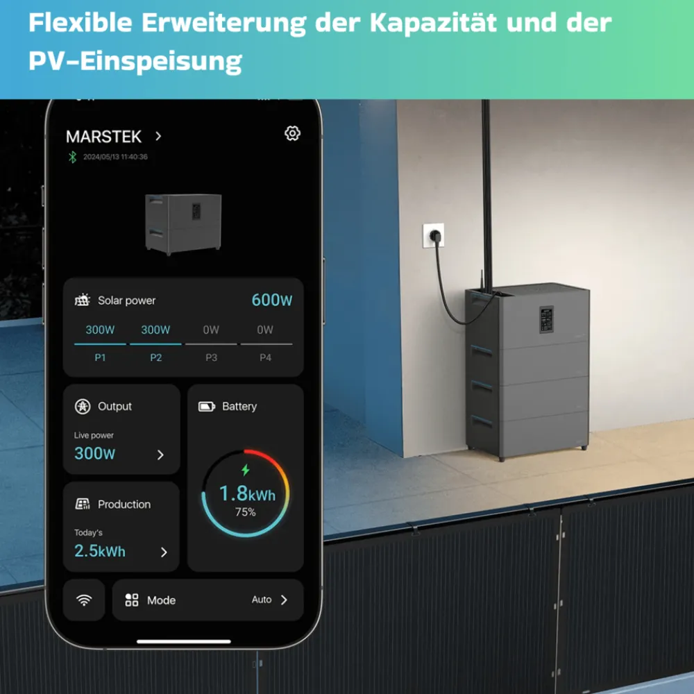 ® 2000W Balkonkraftwerk mit 2,56 kWh Speicher MARSTEK Jupiter C + Plus, BIFAZIAL FULLBLACK komplett Steckdose, PV Solaranlage Komplettset mit Solarspeicher, 4x 500W N-Type Glas Bifacial ^ SUNNIVA Clearance
