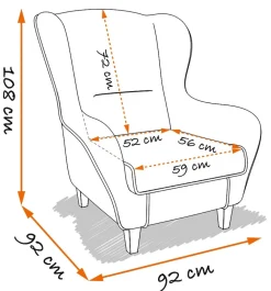 Supellex Sofia Ohrensessel mit Hocker Design Patchwork maritime Motive Clearance