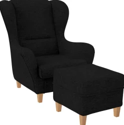 Supellex Sofia Ohrensessel mit Hocker | Design Vienna Schwarz Sale