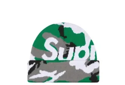 Supreme Camo Big Logo Beanie Green Camo New