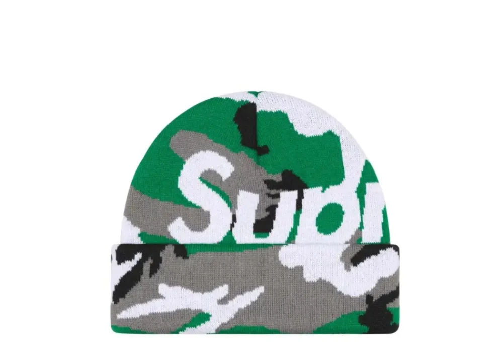 Supreme Camo Big Logo Beanie Green Camo New