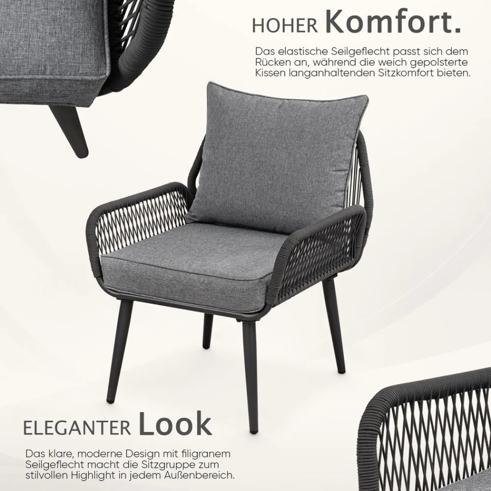 SWING&HARMONIE Gartenmöbel Lounge-Set „Sienna“ für 4 Personen - anthrazit/grau Hot