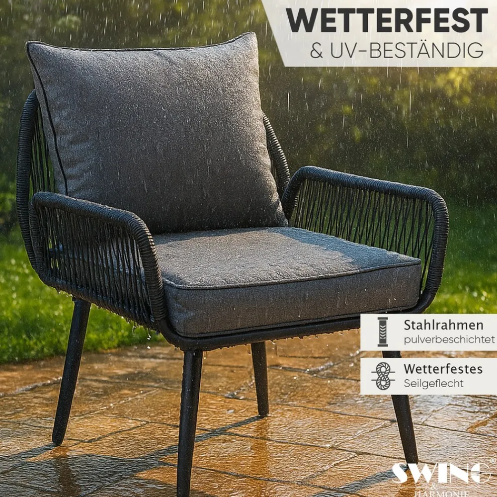 SWING&HARMONIE Gartenmöbel Lounge-Set „Sienna“ für 4 Personen - anthrazit/grau Hot