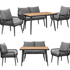 SWING&HARMONIE Gartenmöbel Lounge-Set „Sienna“ für 4 Personen - anthrazit/grau Hot