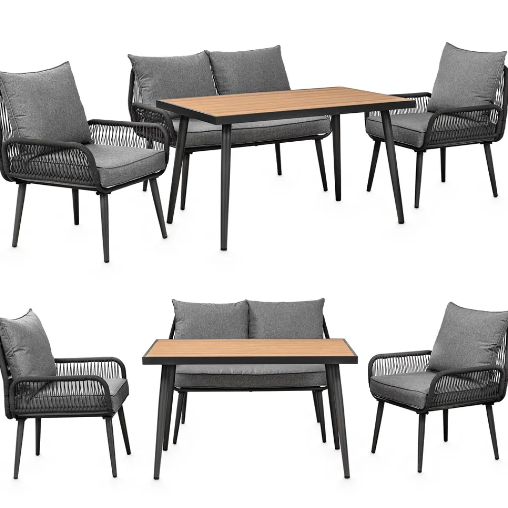 SWING&HARMONIE Gartenmöbel Lounge-Set „Sienna“ für 4 Personen - anthrazit/grau Hot