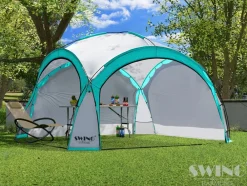 LED Event Pavillon 3,6 x 3,6m DomeShelter Garten Pavillion inkl. Solarmodul Pavilion Designer Gartenzelt Camping Pavilon Partyzelt mit Beleuchtung - versch. Ausführungen ^ SWING&HARMONIE Online