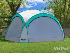 LED Event Pavillon 3,6 x 3,6m DomeShelter Garten Pavillion inkl. Solarmodul Pavilion Designer Gartenzelt Camping Pavilon Partyzelt mit Beleuchtung - versch. Ausführungen ^ SWING&HARMONIE Online