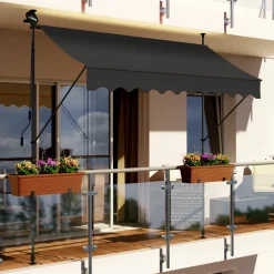 LED - Markise mit Kurbel Klemmmarkise Balkonmarkise mit Beleuchtung und Solarmodul Fallarm Markise Sonnenschutz Terrasse Balkon - versch. Ausführungen ^ SWING&HARMONIE New