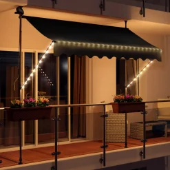 LED - Markise mit Kurbel Klemmmarkise Balkonmarkise mit Beleuchtung und Solarmodul Fallarm Markise Sonnenschutz Terrasse Balkon - versch. Ausführungen ^ SWING&HARMONIE New