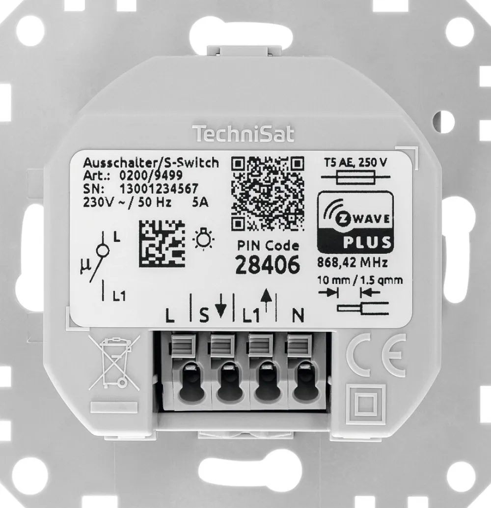 Technisat Ausschalter-Einsatz | Z-Wave Unterputz-Schalter für Merten System M Outlet