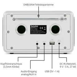 Technisat DIGITRADIO 550 IR | DAB+ / UKW / Internet-Radio, Bluetooth weiß schwarz