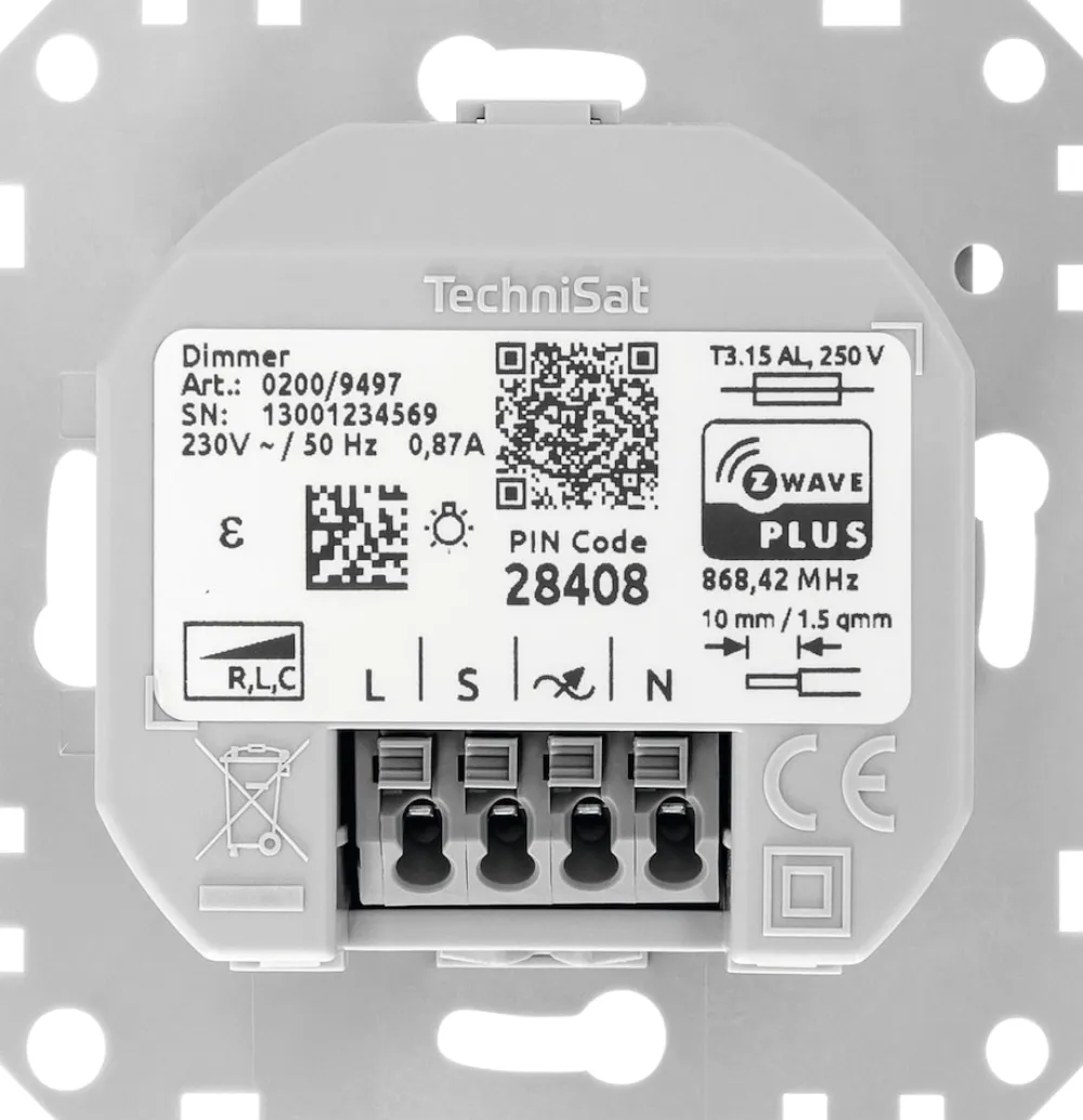 Technisat Dimmschalter-Einsatz | Z-Wave Unterputz-Schalter für Merten System M Outlet