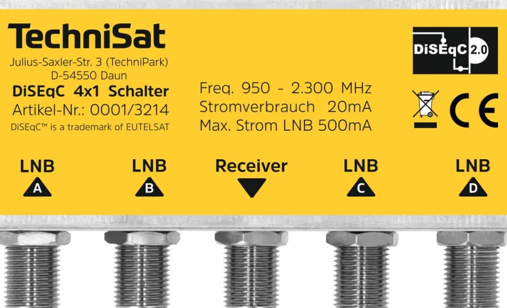 DiSEqC 4x1 Switch | DiSEqC 4x1 Schalter mit Wetterschutzgehäuse ^ Technisat