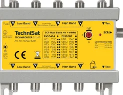 TECHNIROUTER 5/1x16 Verteilung von einem Satellit (4 SatBlöcke) auf einen Kabelstrang für 16 Teilnehmer, silber-gelb ^ Technisat Hot