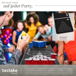 TecTake ® Aluminium Bierpongtisch, klappbar, bodenschonende Kunststofffüße, inklusive 100 Bechern und 6 Bällen Online
