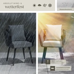 TecTake ® Aluminium 2er Set Stuhl, im Rope-Design, dicke Polsterung, höhenverstellbare Kunststofffüße, 62,5 x 65,5 x 75 cm Clearance