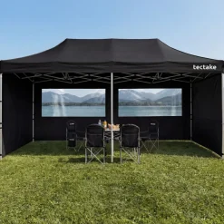 ® Aluminium Faltpavillon, 6 x 3 m, wasserdicht, höhenverstellbar, inklusive Spannseilen, Heringen und Tragetasche ^ TecTake