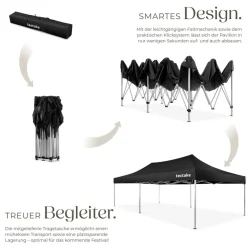 ® Aluminium Faltpavillon, 6 x 3 m, wasserdicht, höhenverstellbar, inklusive Spannseilen, Heringen und Tragetasche ^ TecTake