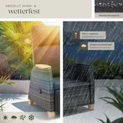 ® Aluminium Rattansessel, wetterfest und UV-beständig, dicke Polsterung, 68,5 x 67 - 128 x 87 - 104 cm ^ TecTake Online