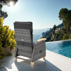 ® Aluminium Rattansessel, wetterfest und UV-beständig, dicke Polsterung, 68,5 x 67 - 128 x 87 - 104 cm ^ TecTake Online