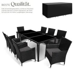 ® Aluminium Rattan Sitzgruppe, wetterfest und UV-beständig, mit Sicherheitsglasplatten, inklusive Schutzhülle ^ TecTake Best