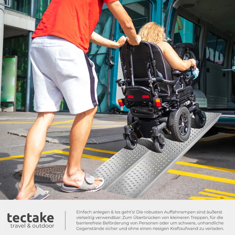 ® Auffahrrampen, 2er Set, rutschfeste, perforierte Oberfläche, 160 x 23 x 4,5 cm ^ TecTake Clearance