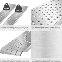 ® Auffahrrampen, 2er Set, rutschfeste, perforierte Oberfläche, 160 x 23 x 4,5 cm ^ TecTake Clearance